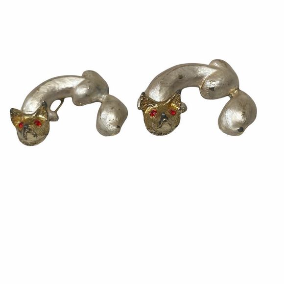 Vintage Enamel And Rhinestone Fox Pins (2) Brooches - Picture 7 of 16